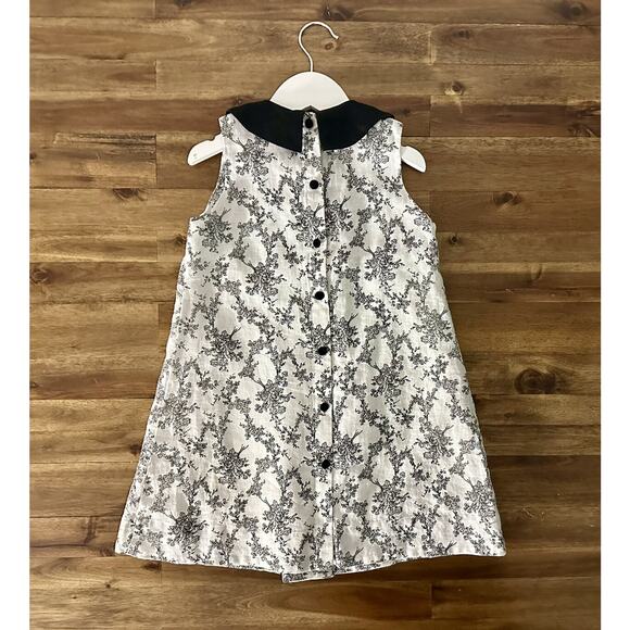 Carbon Solider White Black Toile Linen Sleeveless Dress Preppy Classic 5 - Picture 4 of 8